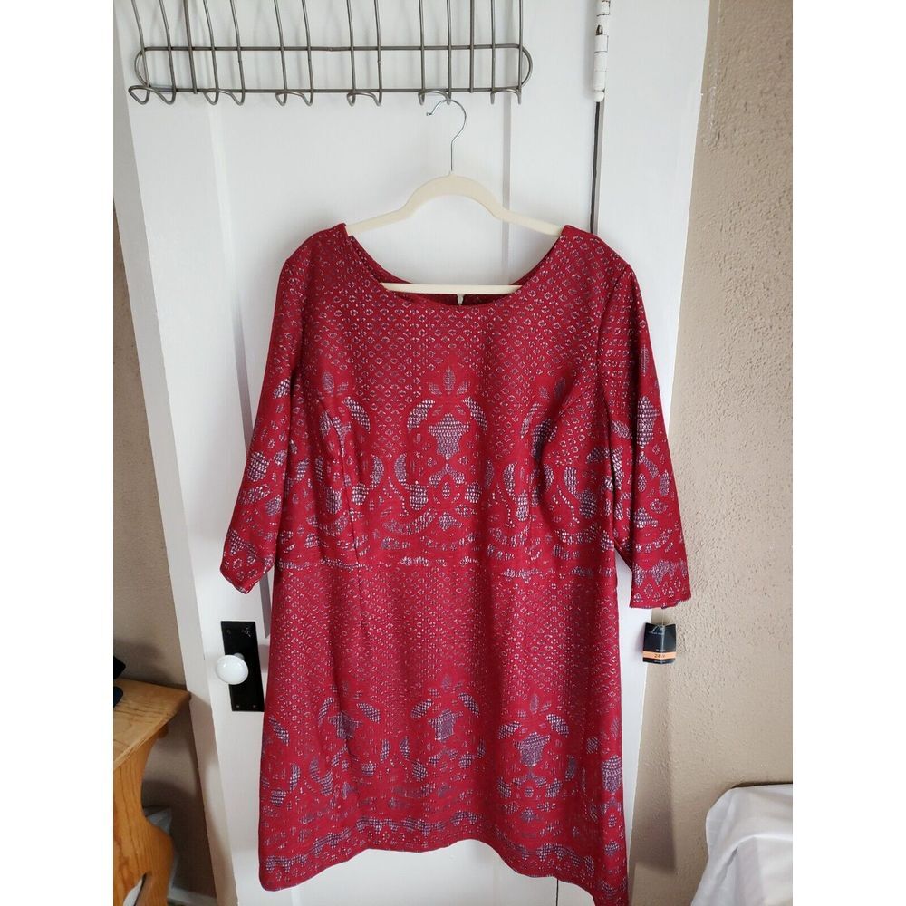 NWT Gabby Skye ruby round neck 3/4 sleeves fit flare winter dress size 24W